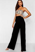 Boohoo Tall Horn Button Detail Wide Leg Trouser