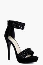 Boohoo Jasmine Embellished Two Part Platform Black
