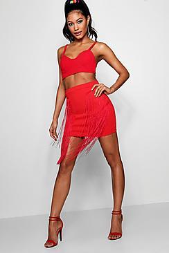 Boohoo Maisie Tassel Side Mini Skirt