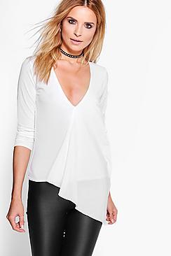 Boohoo Isla Asymetric Wrapover Top