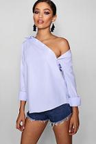 Boohoo Ava Stripe Asymmetric Plaket Shirt