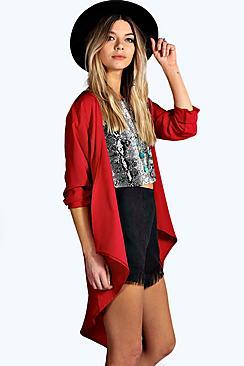 Boohoo Jennifer Long Sleeve V Hem Kimono