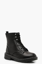 Boohoo Wide Fit Stud Detail Chunky Hiker Boots