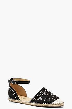 Boohoo Faith Wide Fit Studded Espadrille Flats