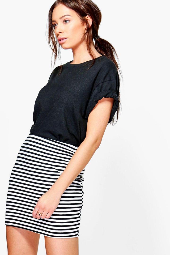 Boohoo Noa Monochrome Stripe Mini Skirt Multi