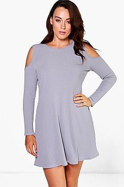 Boohoo Plus Averie Open Shoulder Swing Dress