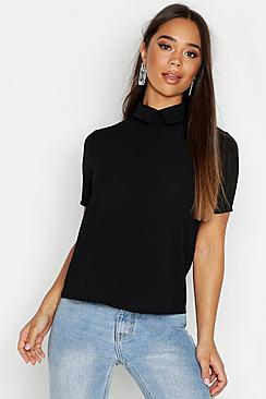 Boohoo Woven Collar Shell Top