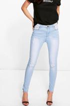 Boohoo Ada Light Wash High Waisted Skinny Jeans Blue