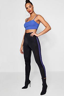 Boohoo Anna Contrast Side Stripe Slinky Leggings