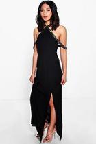 Boohoo Petite Sara Embellished Open Shoulder Maxi Dress