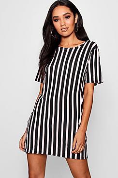 Boohoo Petite Arielle Striped T Shirt Dress