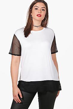 Boohoo Plus Hollie Oversized Mesh T-shirt