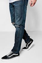 Boohoo Slim Fit Jeans With Ripped Knee And Raw Hem