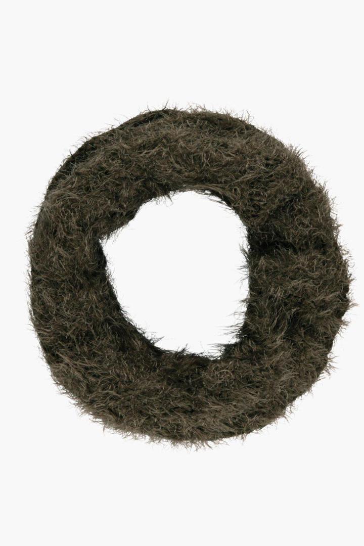 Boohoo Nina Super Soft Cable Knit Fluffy Snood Khaki
