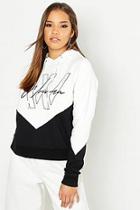 Boohoo Woman Printed Colour Block Hoody