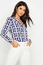 Boohoo Relaxed Revere Collar Printed T-shirt