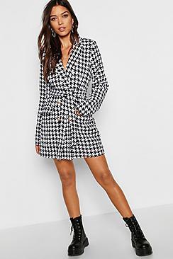 Boohoo Heavy Tweed Effect Tailored Blazer Dress