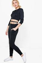 Boohoo Maggie Lace Up Crop Knitted Loungewear Set