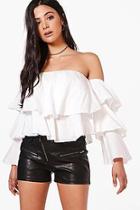 Boohoo Holly Bardot Tier Sleeve Crop