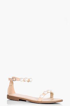 Boohoo Ella Pearl Detail Two Part Sandals