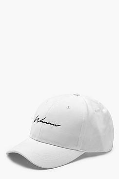 Boohoo Woman Script Embroidered Cap