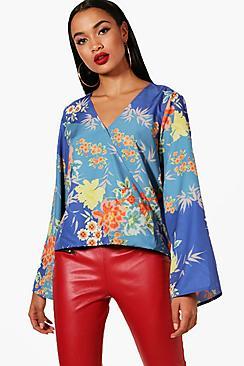 Boohoo Jennie Floral Wrap Blouse