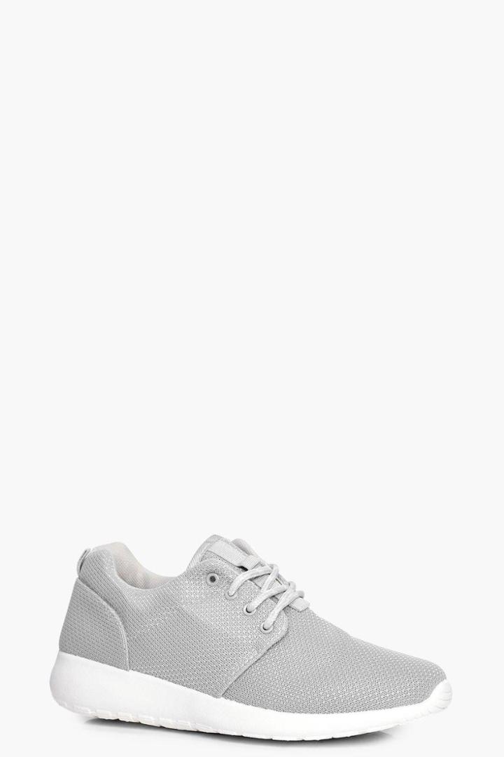 Boohoo Natalie Lace Up Trainer Grey