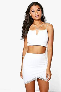 Boohoo Avery Wrap Front Hem Detail Mini Skirt