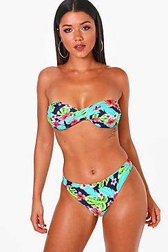 Boohoo Rio Tropical Twisted Bandeau Bikini