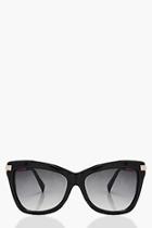 Boohoo Amy Black Frame Oversized Cat Eye Sunglasses