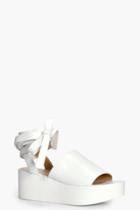 Boohoo Annabelle Wrap Over Wedge White