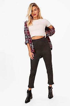 Boohoo Suedette Stretch Ruffle Hem Leggings