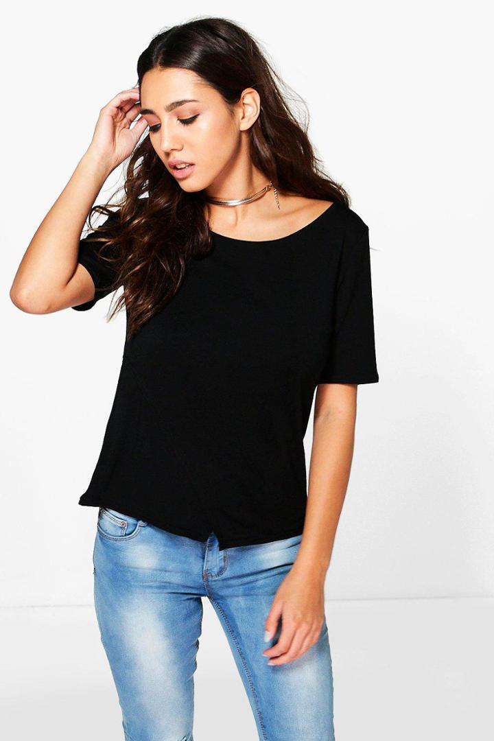 Boohoo Heather Wrap Front Side Split T-shirt Black