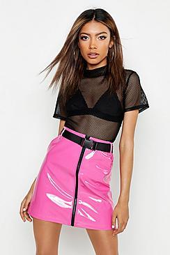 Boohoo High Neck Fishnet Crop Top