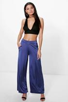 Boohoo Matilda Pocket Side Wide Leg Trousers Ink
