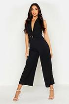Boohoo Sleeveless Belted Ankle Length Jumpsuit