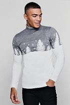 Boohoo Muscle Fit Forest Roll Neck Christmas Sweater