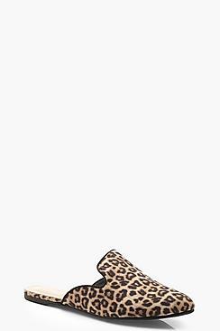 Boohoo Leopard Pointed Mule Loafers