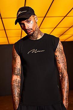 Boohoo Gold Man Embroidered Sleeveless Tank
