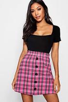 Boohoo Button Through Tartan Mini Skirt