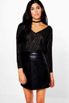 Boohoo Alice Metallic Oversized T-shirt Black