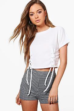 Boohoo Grace Corset Rib Knit Crop Top