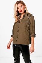 Boohoo Imogen Military Embellished Shirt