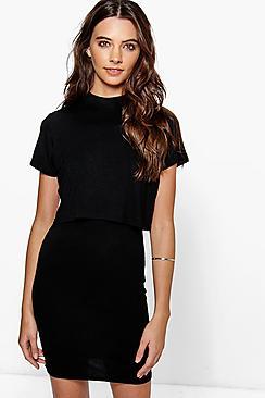 Boohoo Basic High Neck Cap Sleeve Bodycon Dress