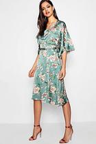 Boohoo Carley Floral Batwing Midi Dress