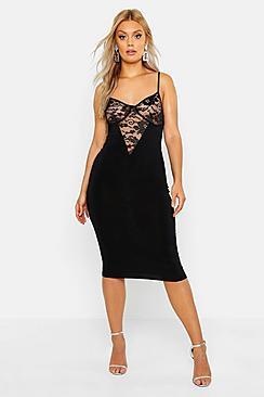 Boohoo Plus Lace Cup Slinky Neon Midi Dress