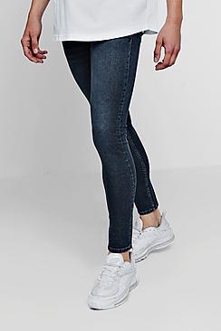 Boohoo Spray On Skinny Jeans In Mid Blue
