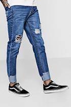 Boohoo Skinny Fit Cropped Jeans With Cut And Sew Hem