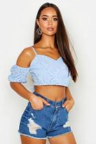 Boohoo Broderie Off The Shoulder Peasant Top