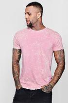 Boohoo Pink Acid Wash Crew Neck T-shirt